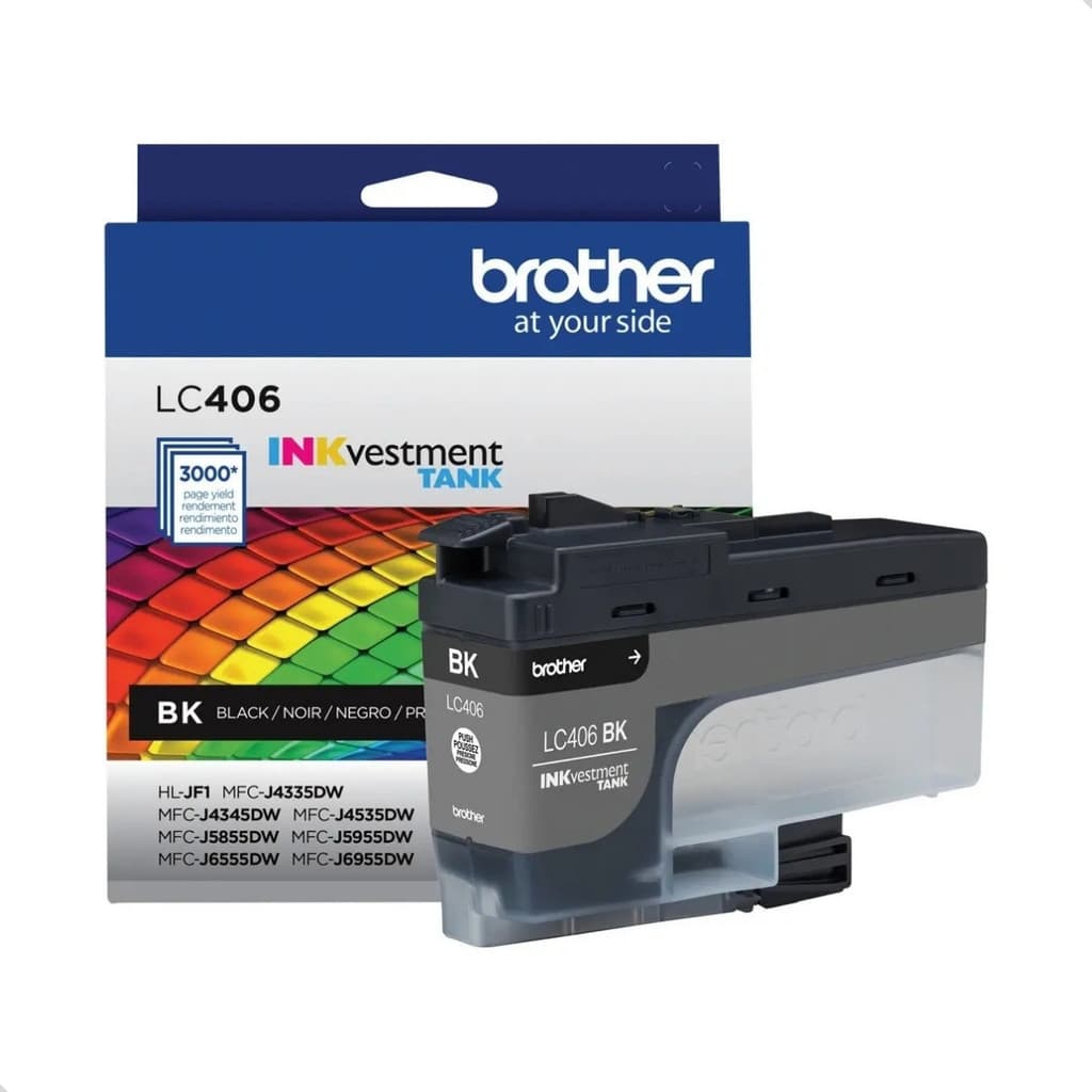 Cartucho de Tinta Brother LC406BK PRETO 3K J4335DW J4345DW J5855DW J6555DW J4535DW J5955DW J6955DW