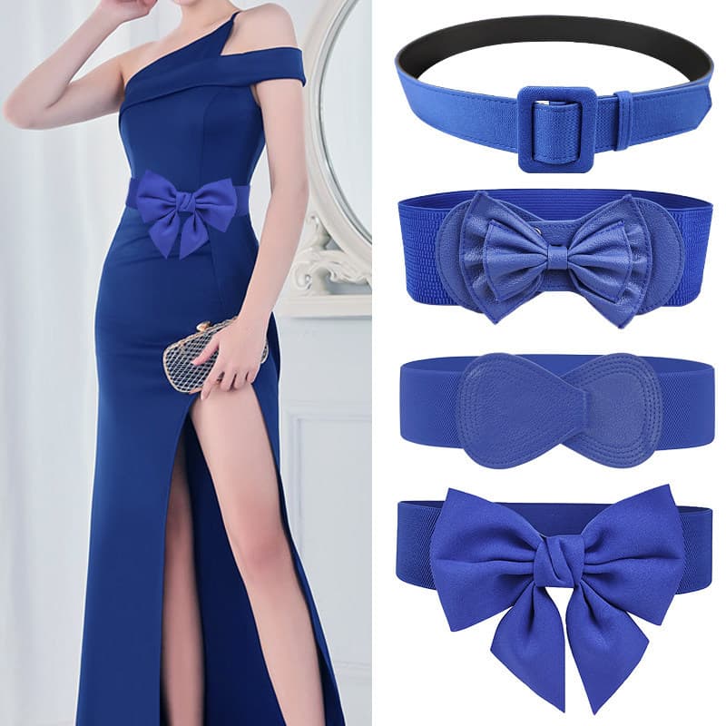 cinto feminino plus size cinto feminino largo Cinto elástico feminino azul com laço de flor