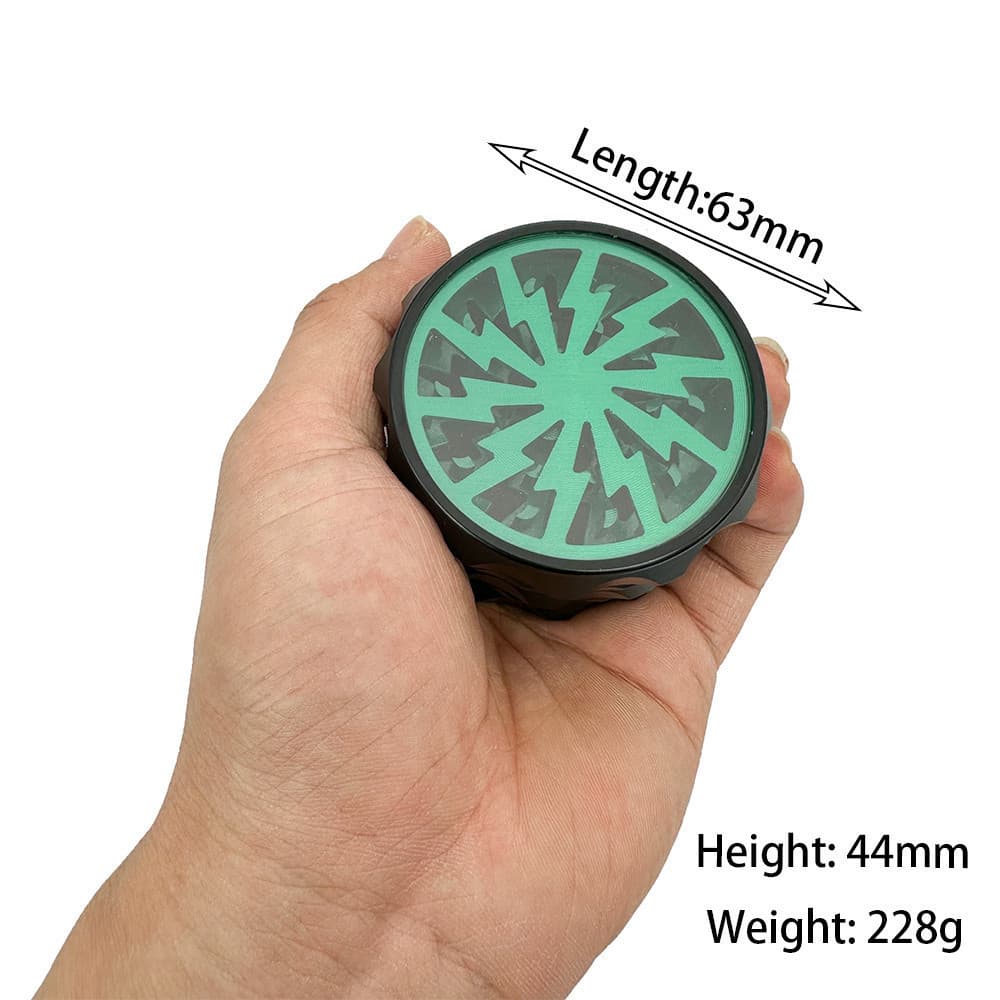 Moedor de Alta Qualidade de 63mm, 4 Camadas, Padrão de Relâmpago, Material de Liga de Zinco, Alimentos, Presente