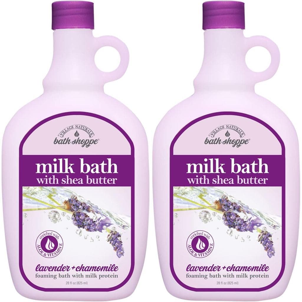 Village Naturals Bath Shoppe Banho Hidratante de Leite de Lavanda e Camomila - Hidrata a Pele - Feito com Manteiga de Ka