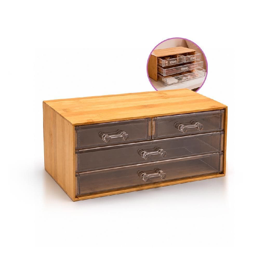 Caixa Organizador Mesa Objetos Gaveta Bambu Mesa Porta Treco Joias Multiuso Closet Escritorio