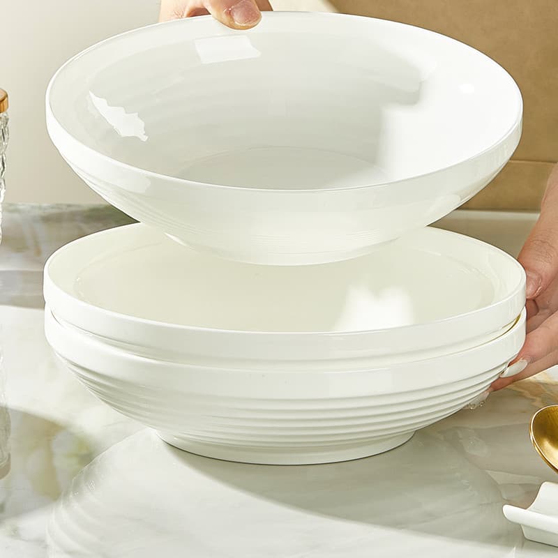 Bone China Prato Prato Prato Doméstico Aprofundado Prato Tigela Prato Branco Puro Underglaze Cor Talheres Mapo Tofu Sopa