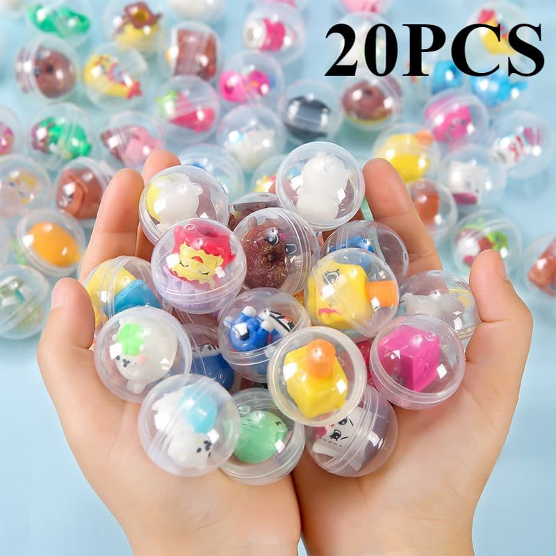 20 bonecos gashapon transparentes, máquina de venda automática de bolas elásticas operada por moedas para centros de jog