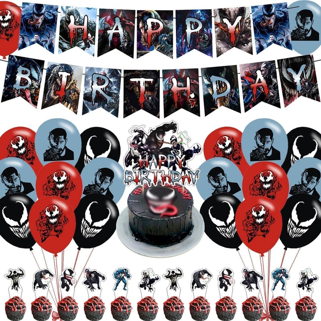 3 Decorações para Festa, 3 Artigos para Festa de Aniversário Incluindo Faixa Decorativa - Topper para Bolo - 12 Topper p
