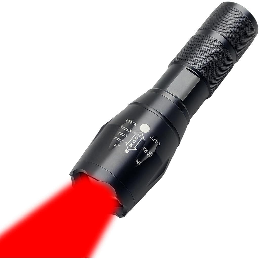 Lanterna LED Vermelha de Alta Potência, Lanterna de Longo Alcance com Zoom para Caça, Detecção e Observação Noturna