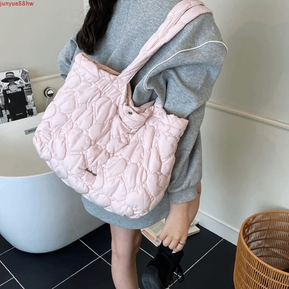 JUNYUE Bolsa Tote Inchada , De Coração Acolchoada De Grande Capacidade De Cor Sólida Feminina De Lazer Coreana
