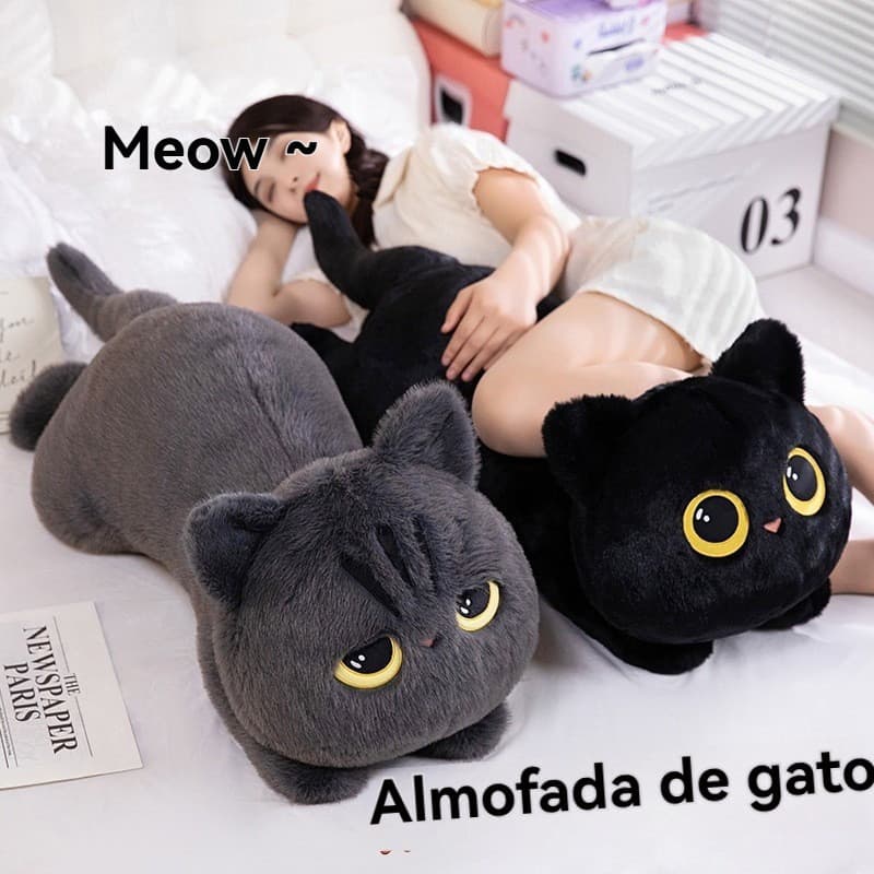 Gato de pelúcia grande, gato de pelúcia criativo, gato de pelúcia de pelo comprido, brinquedo de para meninas.