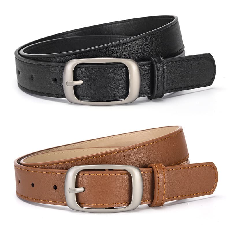 Cinto de couro simples feminino fosco retangular fivela calças cinto decoração Design nicho senhoras All-Match Jeans pre