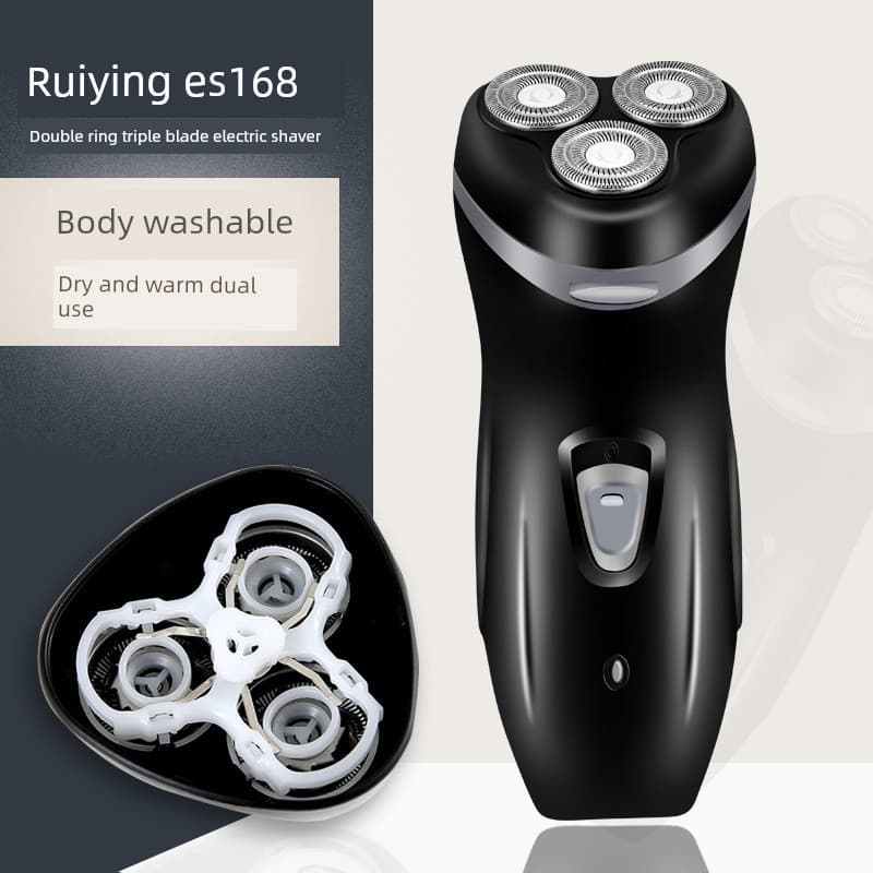 barbeador eletrico masculino Ruiying ES168 Barbeador Elétrico de Três Lâminas de Anel Duplo Lavável Navalha Multifuncion