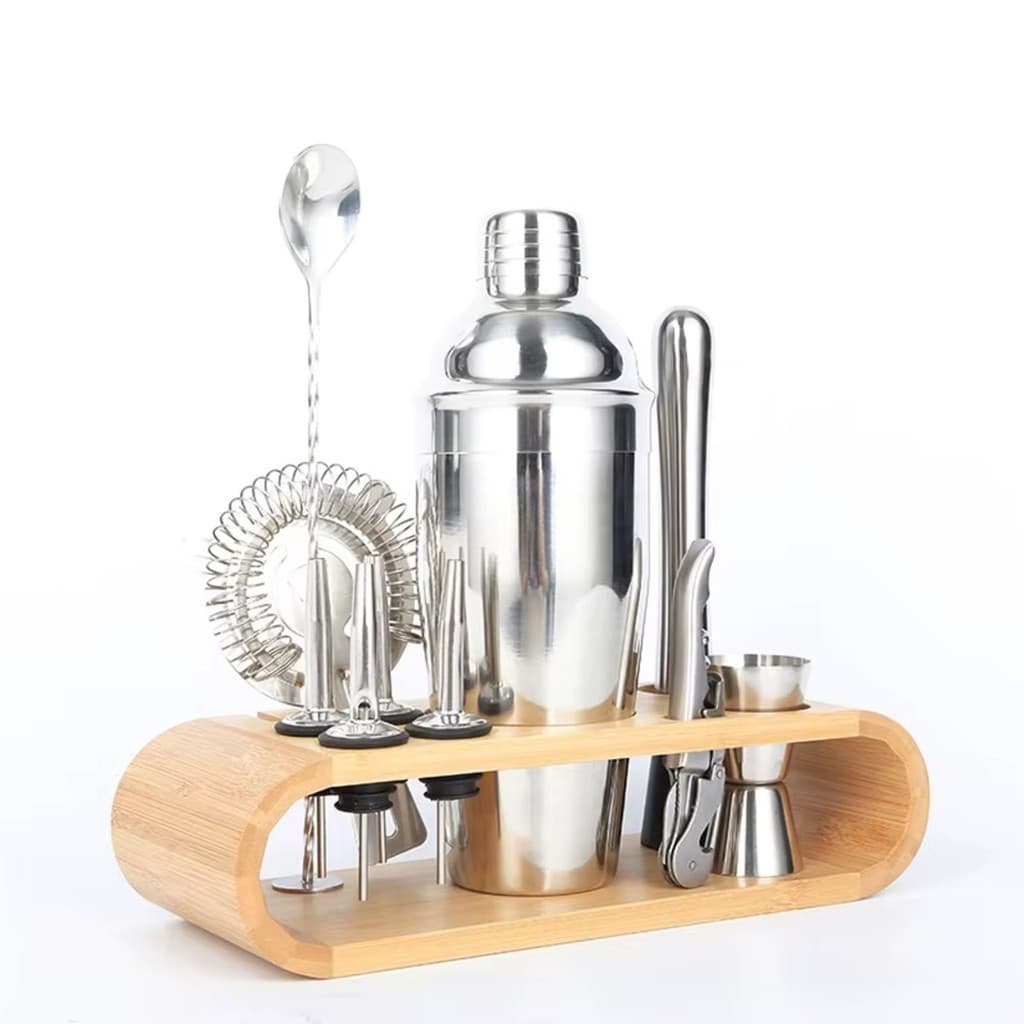 Kit Coquetelaria Completo Profissional 12pcs Barman Inox Caipirinha Coqueteleira Dosador Oásis OIH-2410