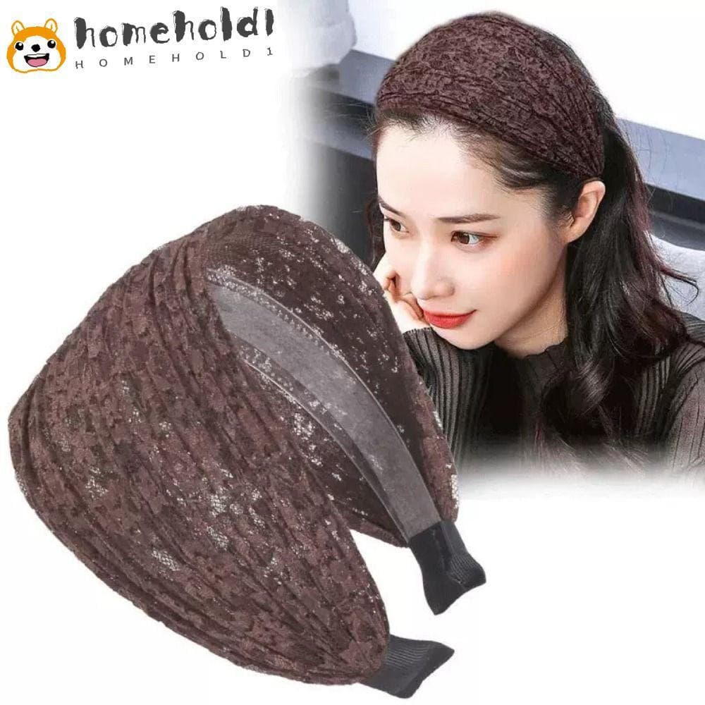 Faixa De Cabelo De Malha De Renda HOMEUVOE , Argola Lateral Larga Oca Antiderrapante , Faixas Elásticas Feminina