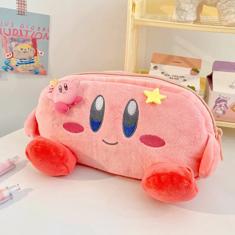 Sanrio Kirby Plush Estojo De Lápis Kuromi Cinnamorol Melody Grande Capacidade Saco De Papelaria Para Estudantes Armazena