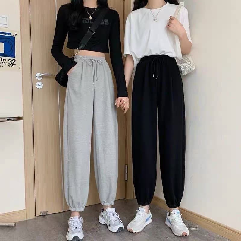 Calça de moletom harém folgada, roupa externa na altura do tornozelo, calça Casual no início da primavera
