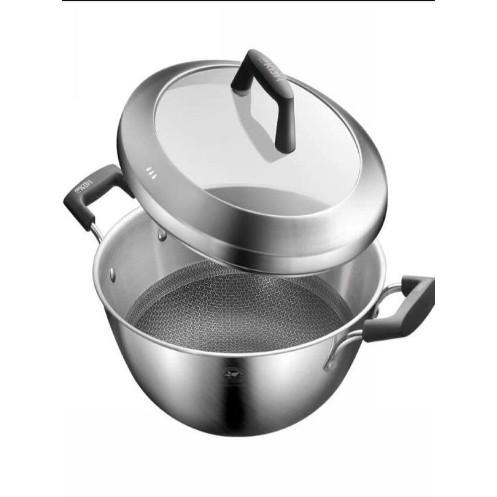 Combach panela de guisado de titânio, orelha dupla, wok aprofundado, grande, doméstico, aço inoxidável, fogão de indução