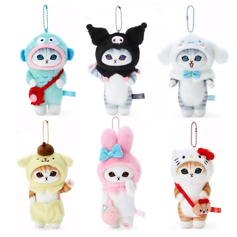 Gato Tubarão Sanrio Kuromi Melody Cinnamoroll Cão Peixe Feio Chaveiro com Pingente Monstro de Pelúcia Fofo Gato Tubarão