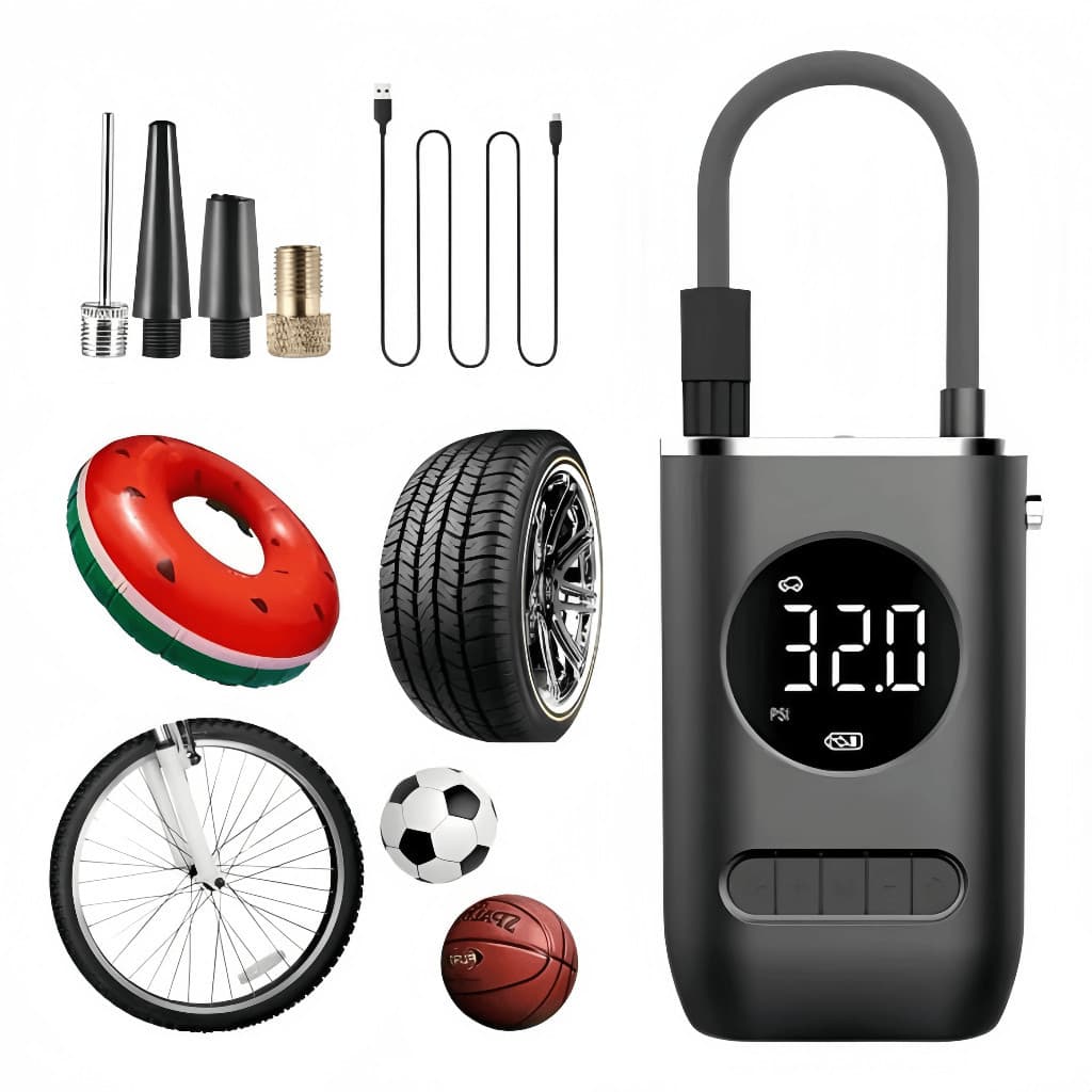 Mini Compressor de Ar Portatil Recarregavél Digital USB Calibrador Pneu Envio Imediato FLUX