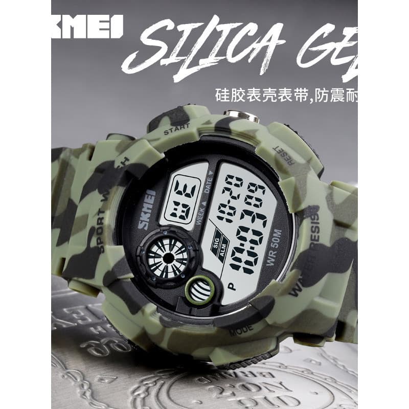 Momento beleza SKMEI moda camuflagem Silicone Dial esportes ao ar livre multifuncional à prova dwaterproof água masculin