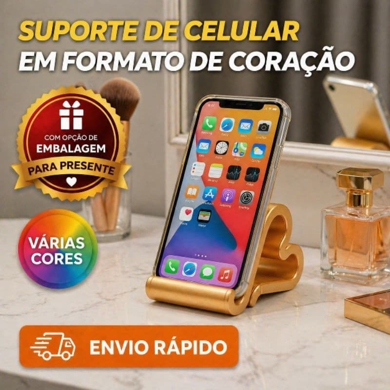 Suporte Celular Elegance, Coração Mesa Cabeceira Decoração Feminina Presente