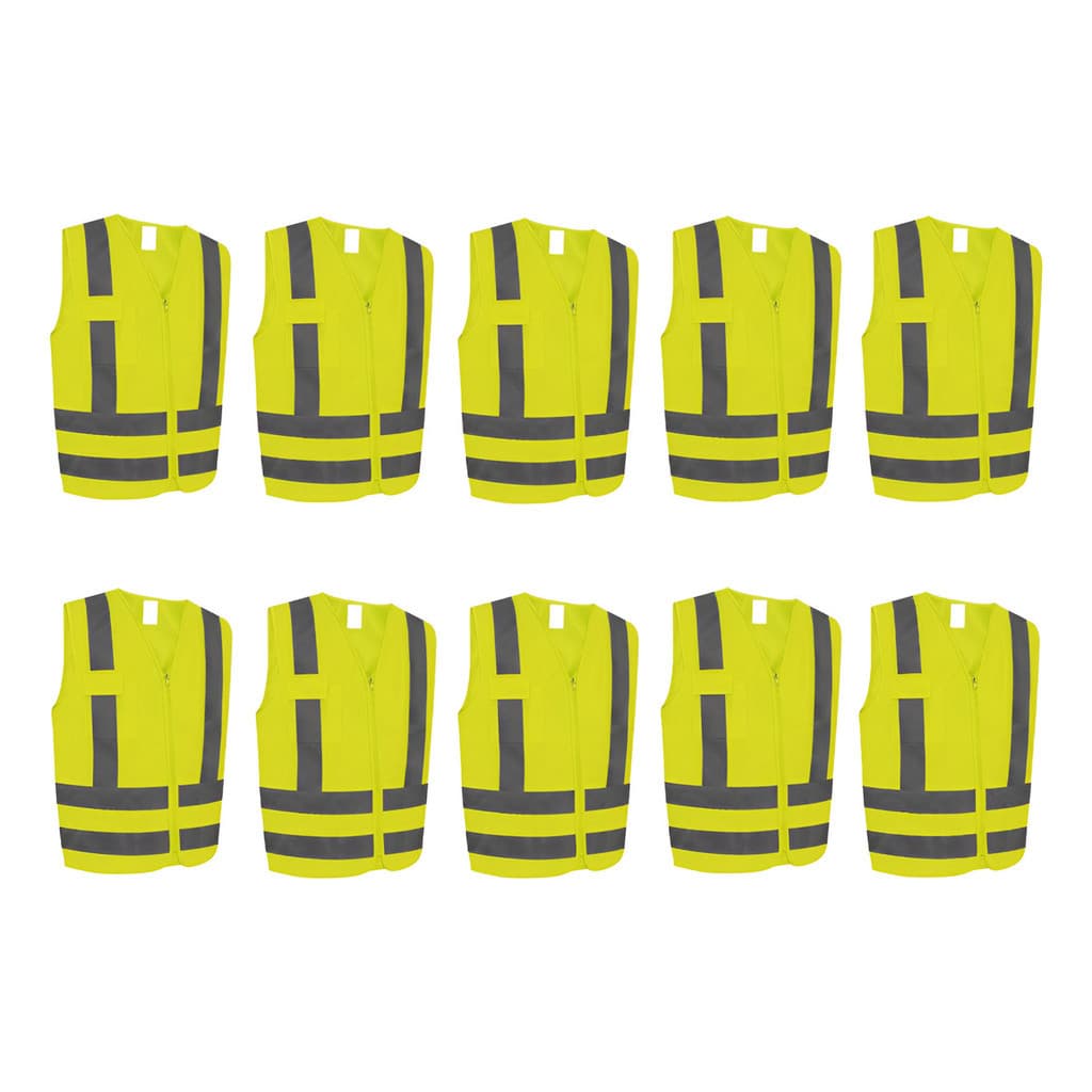 Kit 10 Colete Segurança Tipo Blusão Refletivo Bolso Zíper Alta Visibilidade EPI Sinalização Proteção
