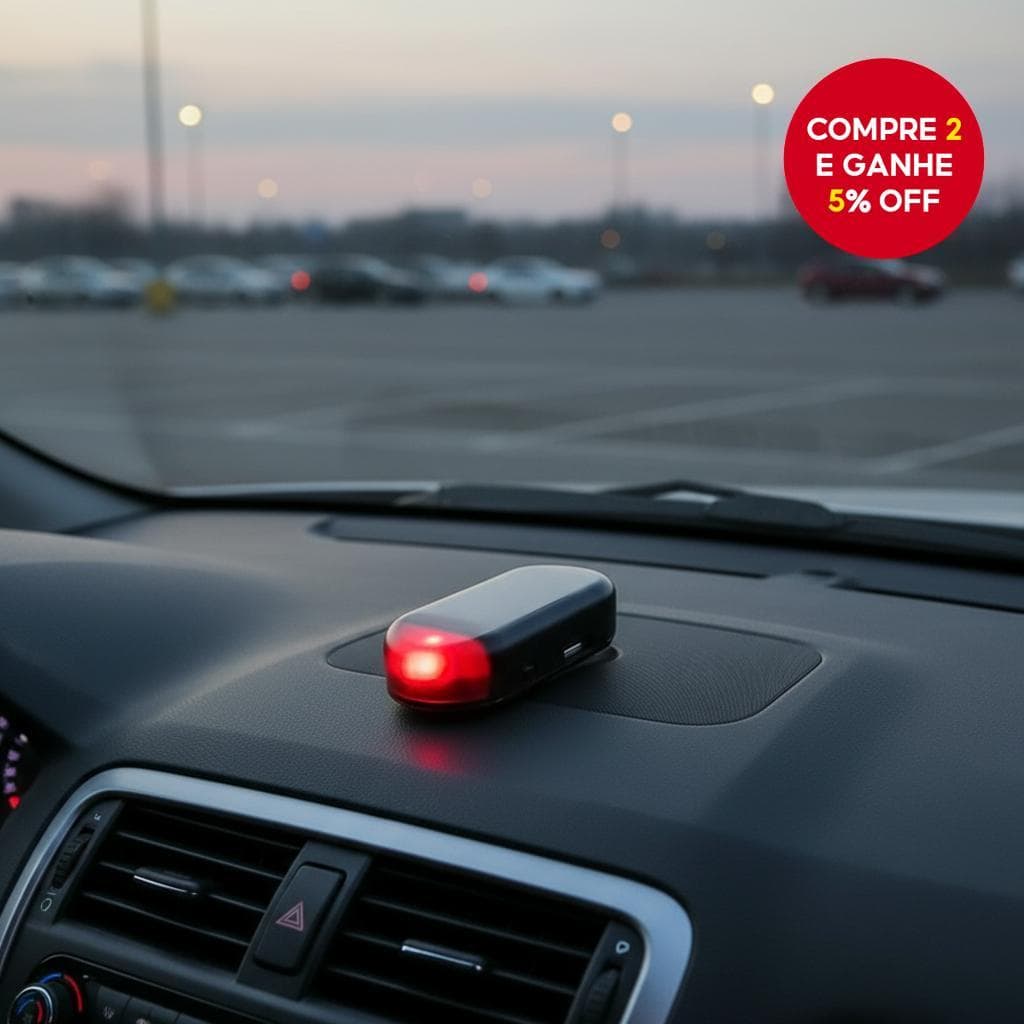 Lâmpada Antifurto Sem Fio com Simulador de Alarme Falso para Segurança de Carro, USB Alimentada por Energia Solar, LED