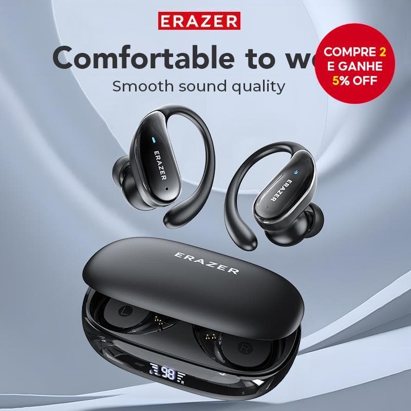 Fones de ouvido ERASER XT80 Pro Bluetooth 5.4 com Cancelamento de Ruído ANC, Headset Esportivo IPX7 à Prova d'Água, HiFi