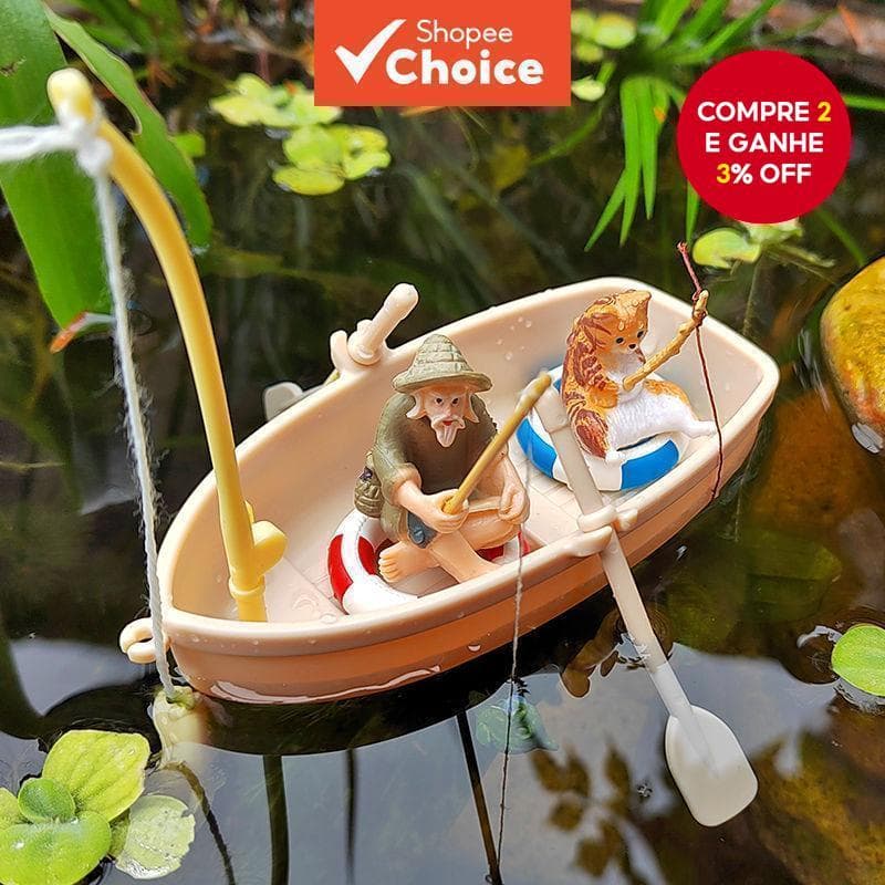1 Conjunto De Enfeites De micro Paisagem Para Tanque De Peixes , mini Barco Pequeno De Simulação Com Anel De Natação , G