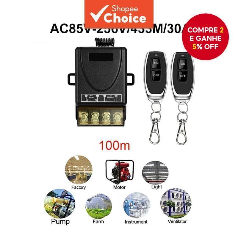 AC220V433MHZ/30A1 Controle Remoto Sem Fio Interruptor Liga/Desliga 2 Unidades Para Irrigação Agrícola Com Bomba