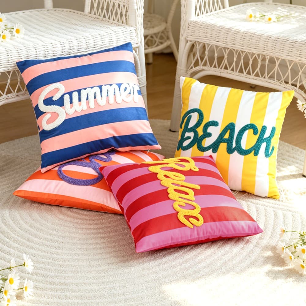 Dopamina Dutch Velvet Letter Almofada Toalha de verão Almofada decorativa fresca bordada