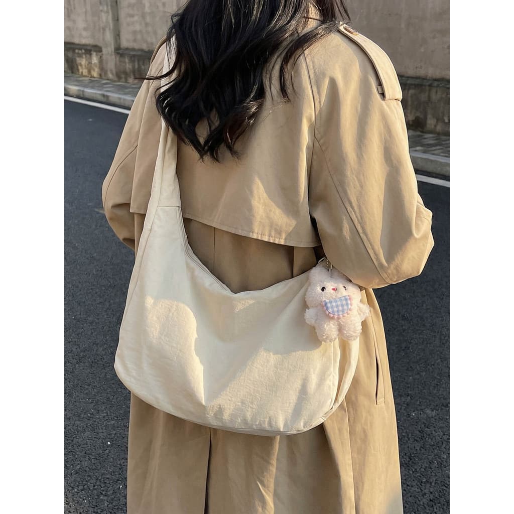 Ins estilo cor sólida algodão roupas axilas saco feminino grande capacidade Commuter All-Match um ombro Mes