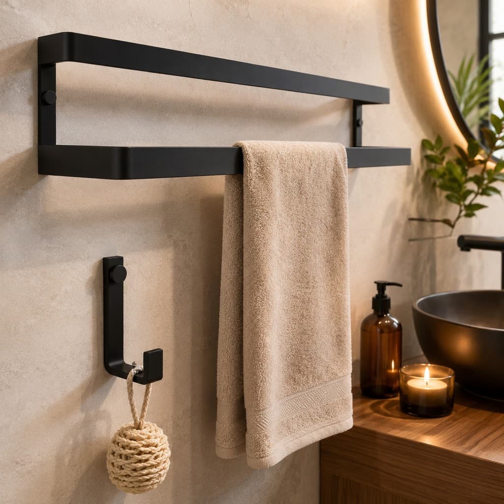 Suporte Toalheiro Para Banheiro Porta Toalha Duplo Parede 50cm + Ganchinho