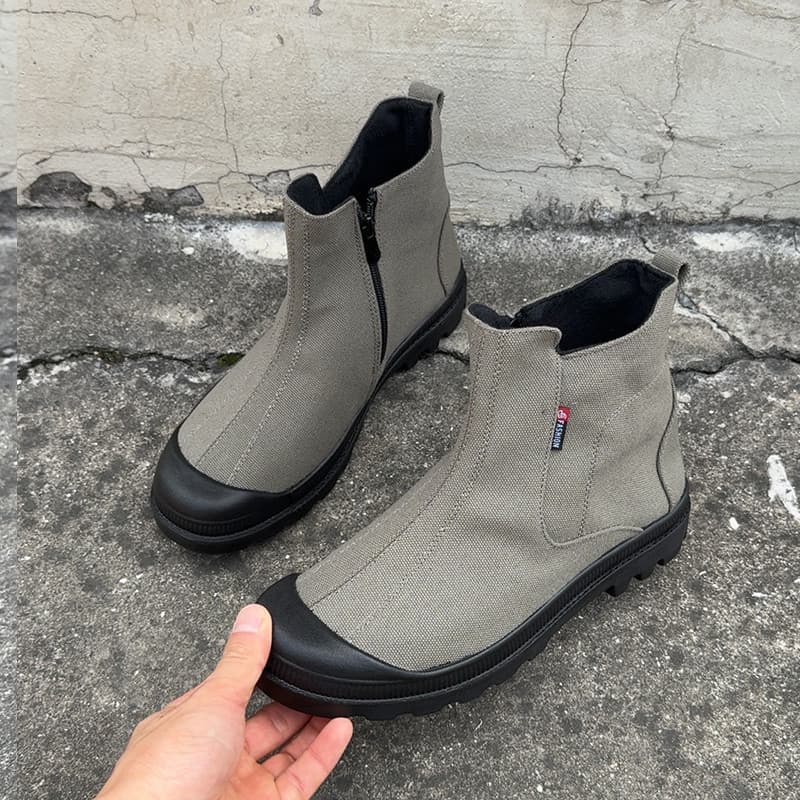 Sapatos de lona de alta qualidade dos homens ao ar livre botas gerais zíper lateral motorista sapatos de condução trabal