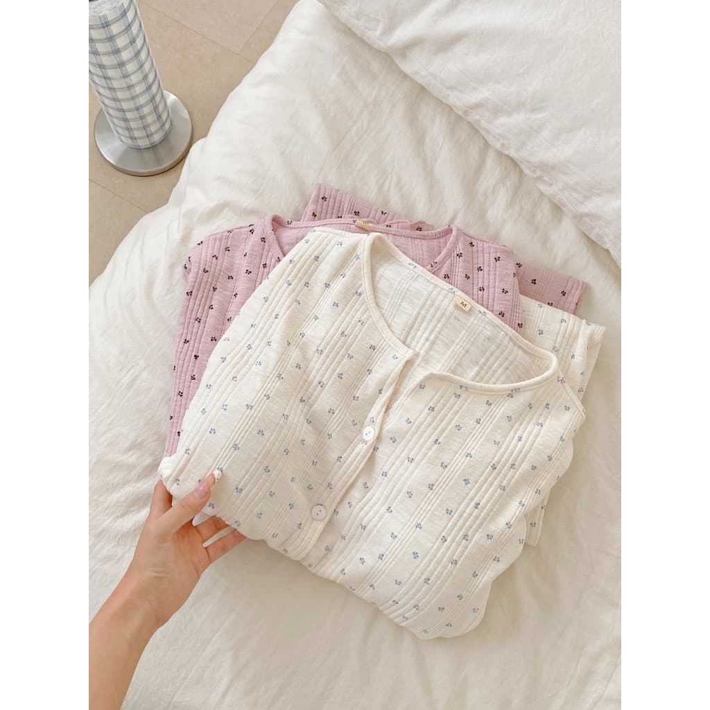 Creme de sal marinho |Vem com almofada no peito Homewear manga comprida primavera outono estilo coreano branco BM estilo
