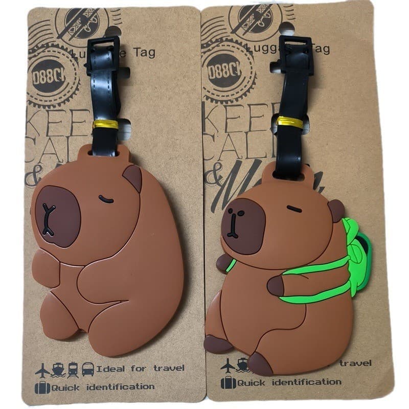 Bonito capivara capivara bagagem tag mala registro identificação de remessa pequena tag nome tag pingente DZNI