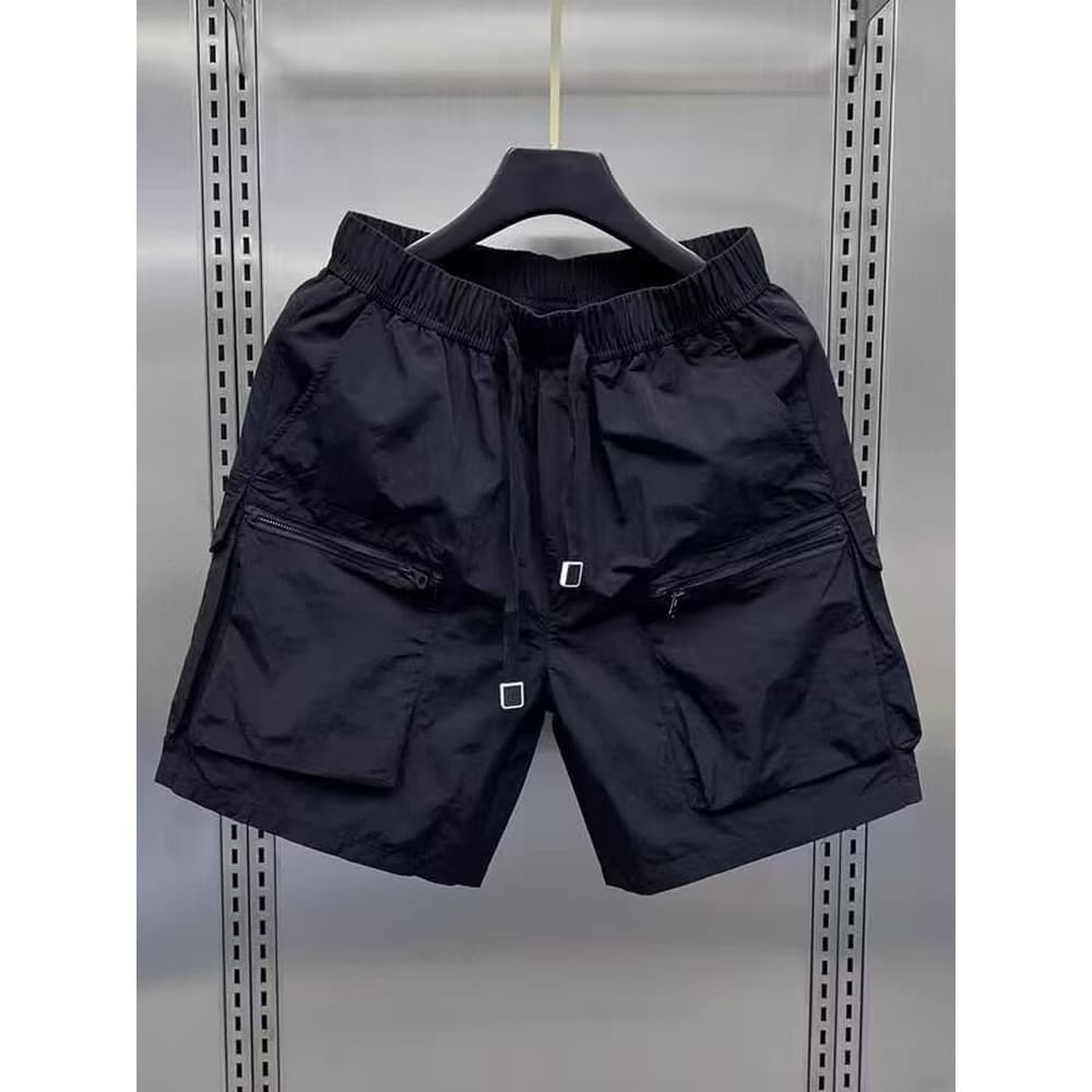 Verão estilo fino masculino Multi-bolso macacão reto Shorts Street Wear de secagem rápida ao ar livre calças de cinco po