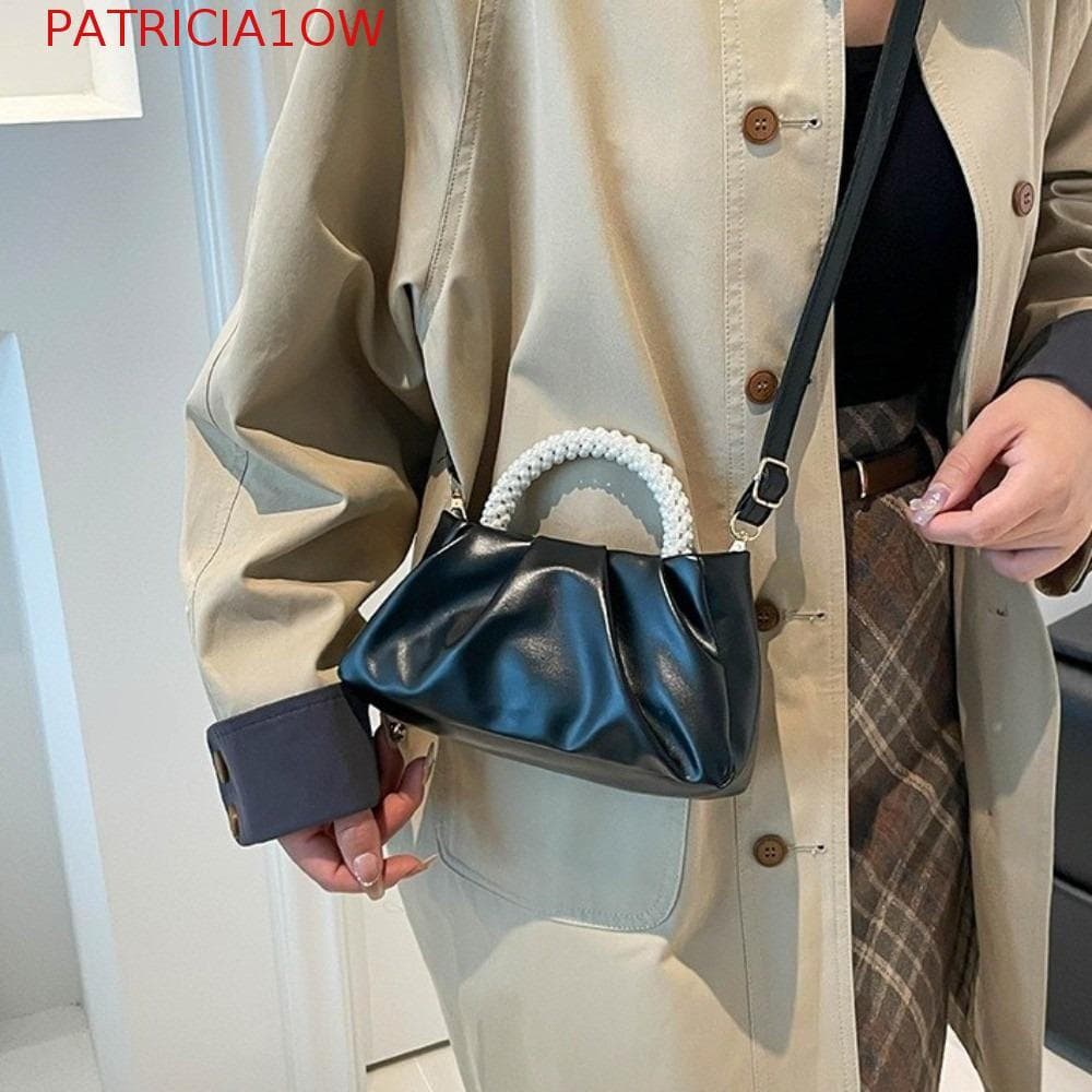PATRICIA1OW Cloud Bag , Bolsa Quadrada De Imitação De Pérola De Ombro Feminina Enrugada Estilo Coreano