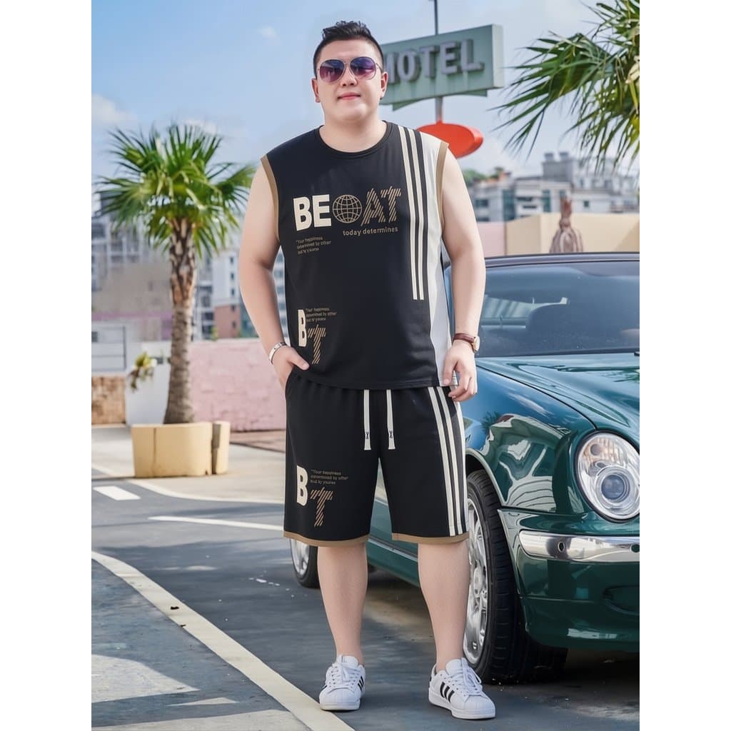 T na moda impresso Extra grande tamanho colete todos os dias terno masculino estilo solto listrado mais magro olhar sem