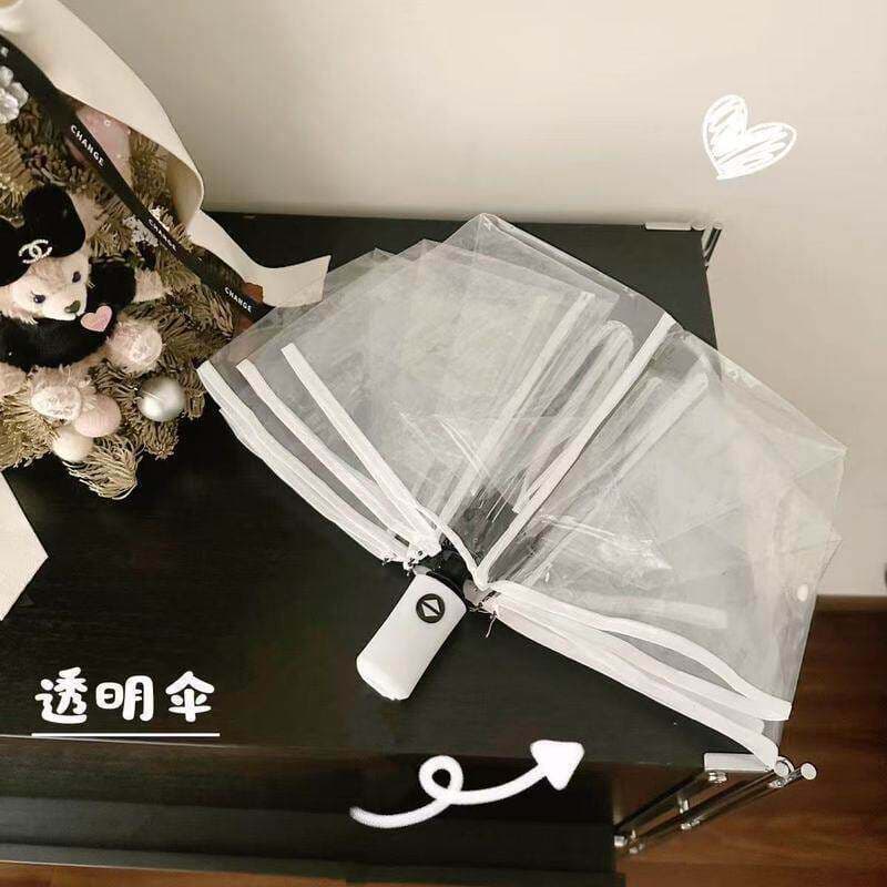 Guarda-chuva transparente dobrável branco japonês Tri-Fold guarda-chuva meninos meninas influenciador de alto valor foto