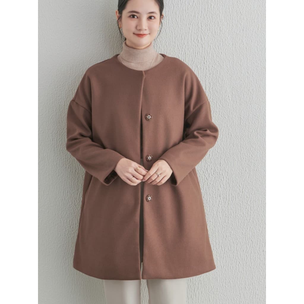 Outono inverno japão coreia do sul novo estilo fino-ajuste em torno do pescoço jaqueta de lã de comprimento médio casaco