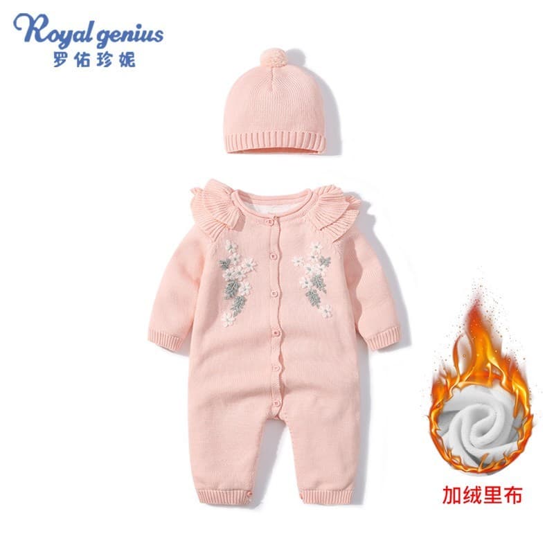 Outono inverno bebê menina em torno do pescoço camisola terno camisola de malha à mão puro algodão bebê malha macacão fo