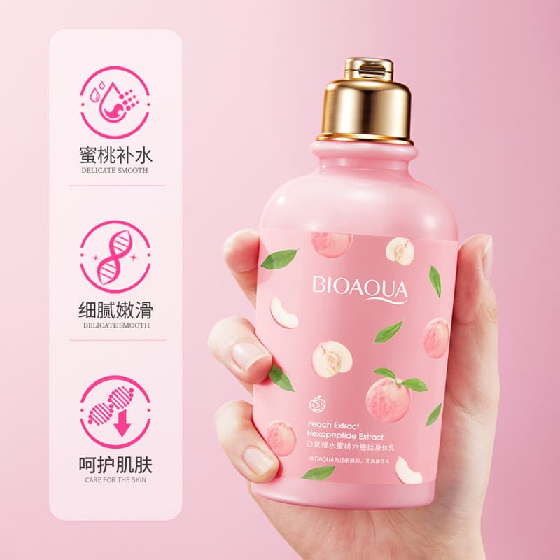 Poquanya pêssego hexapeptídeo hidratante loção corporal 250g loção hidratante outono inverno hidratante corpo fragrância