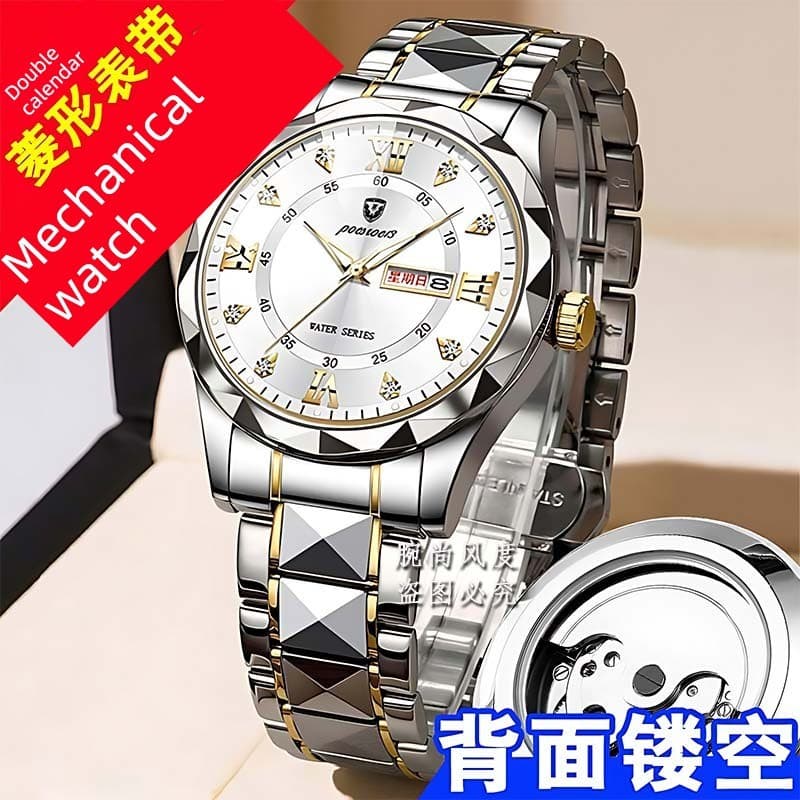 relogio masculino 2024 volta oco totalmente automático puro relógio mecânico calendário luminoso à prova dwaterproof águ