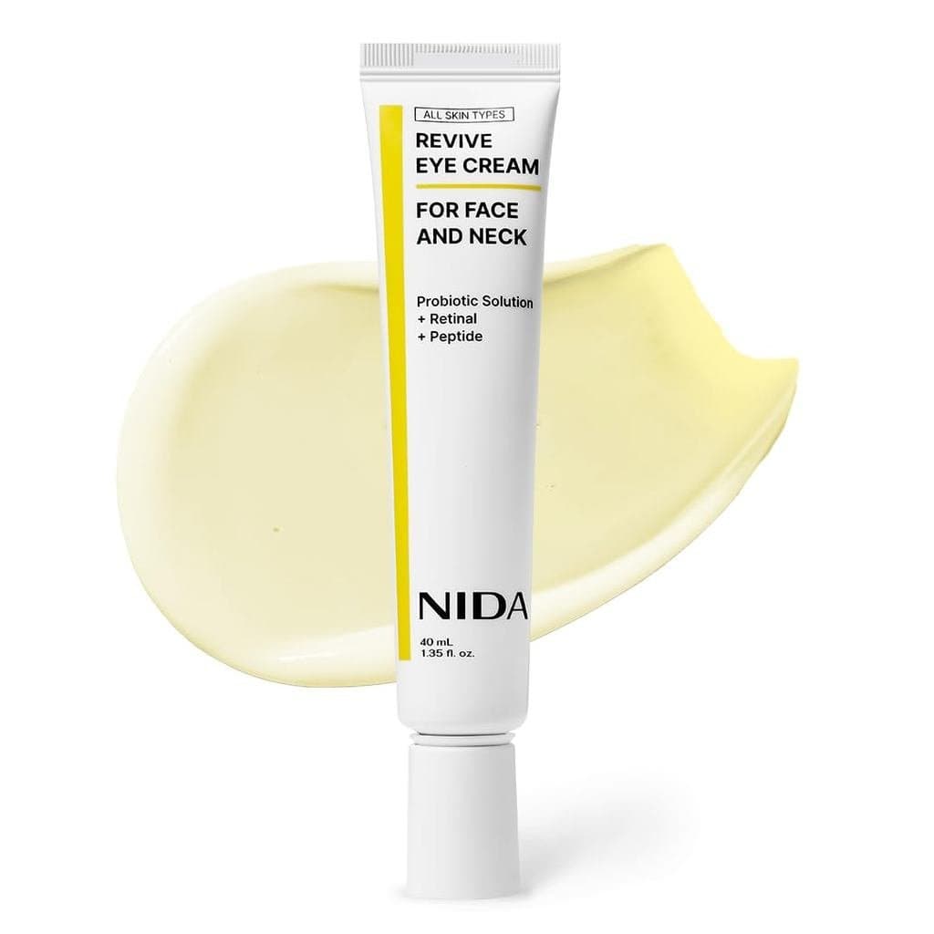 Creme para Olhos, Rosto e Pescoço NIDA Revive |   Solução probiótica, retinol, peptídeos |   Rugas, linhas finas, renova