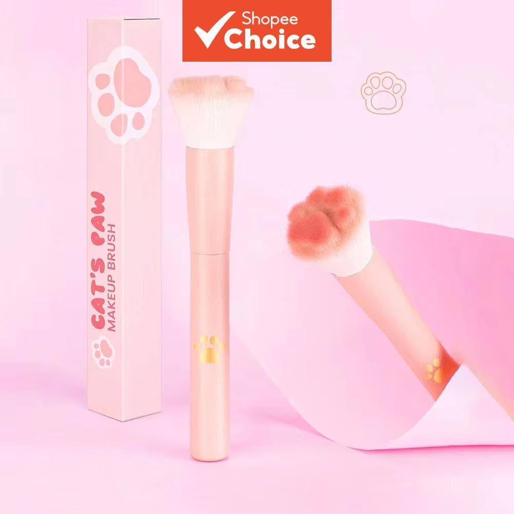Pincel Profissional Para Blush Pata De Gato Com Embalagem De Caixa De Papel , Ferramenta Cosmética Macia Maquiagem Suave