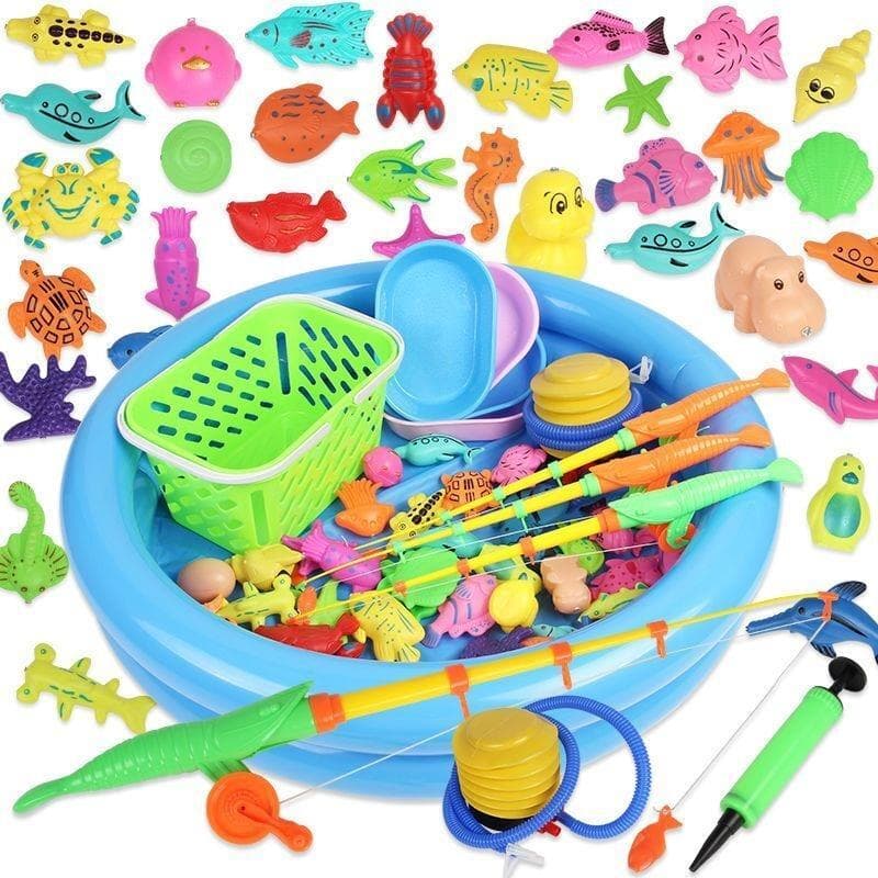 Brinquedos de pesca magnéticos estofamento piscina pacote brinquedos de pesca do agregado familiar crianças brinquedos e