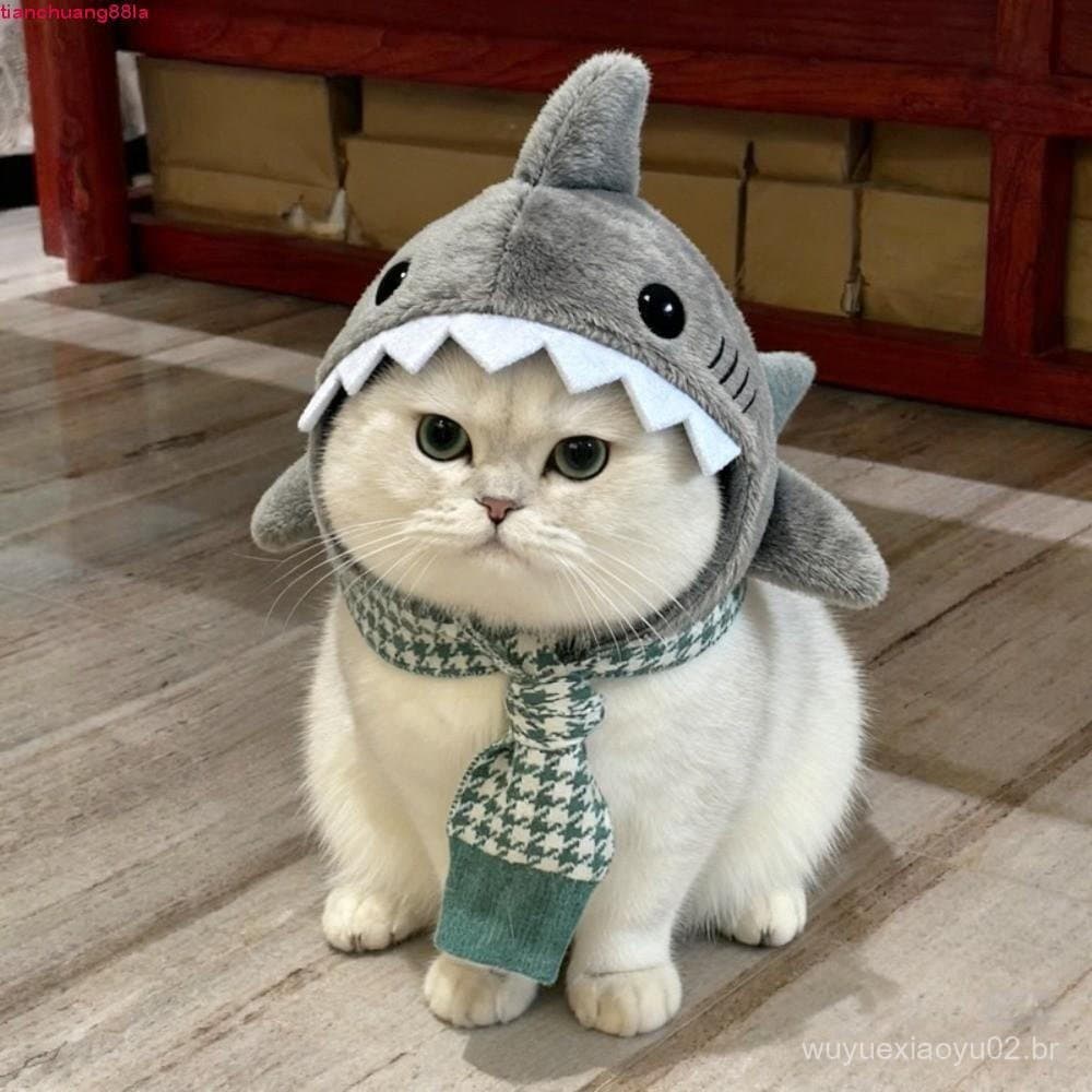 Cocar De Tubarão De Gato TIANCHUANG , Chapéu Decorativo De Pelúcia Quente De Desenho Animado De Cosplay De Animal De Est