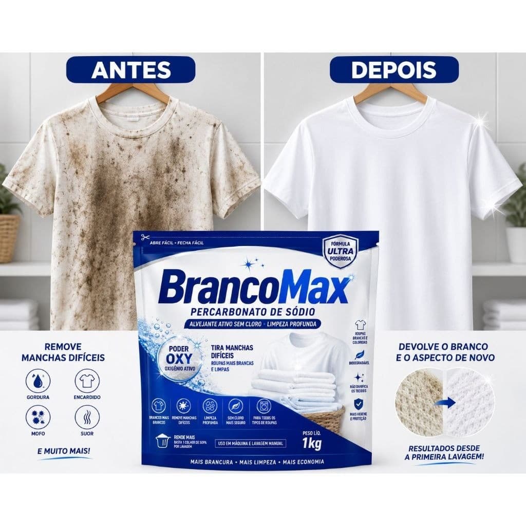 Percarbonato de Sódio 2kg 100% Puro – Alvejante Sem Cloro, Tira Manchas e Clareador de Roupas