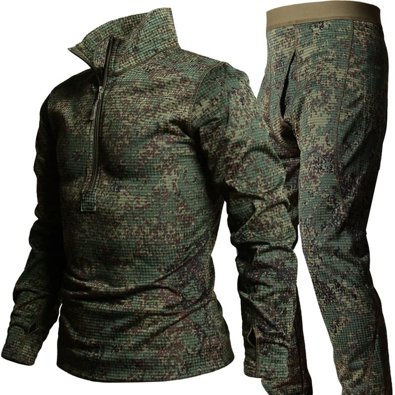 Camuflagem russa ao ar livre conjunto de roupa interior térmica roupas de outono calças compridas tático esportes camisa