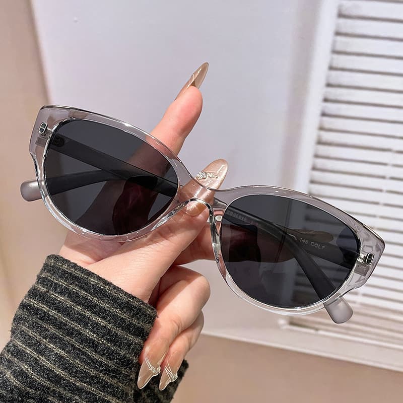 Novo estilo pronto estoque senhoras moda All-Match óculos de sol Anti-ultravioleta protetor solar uv400TR olho de gato p