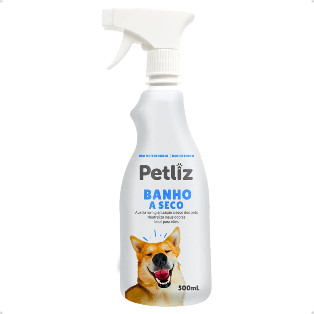 Banho a Seco Spray Banho Sem Enxágue para Cachorro e Gato Petliz 500 ml