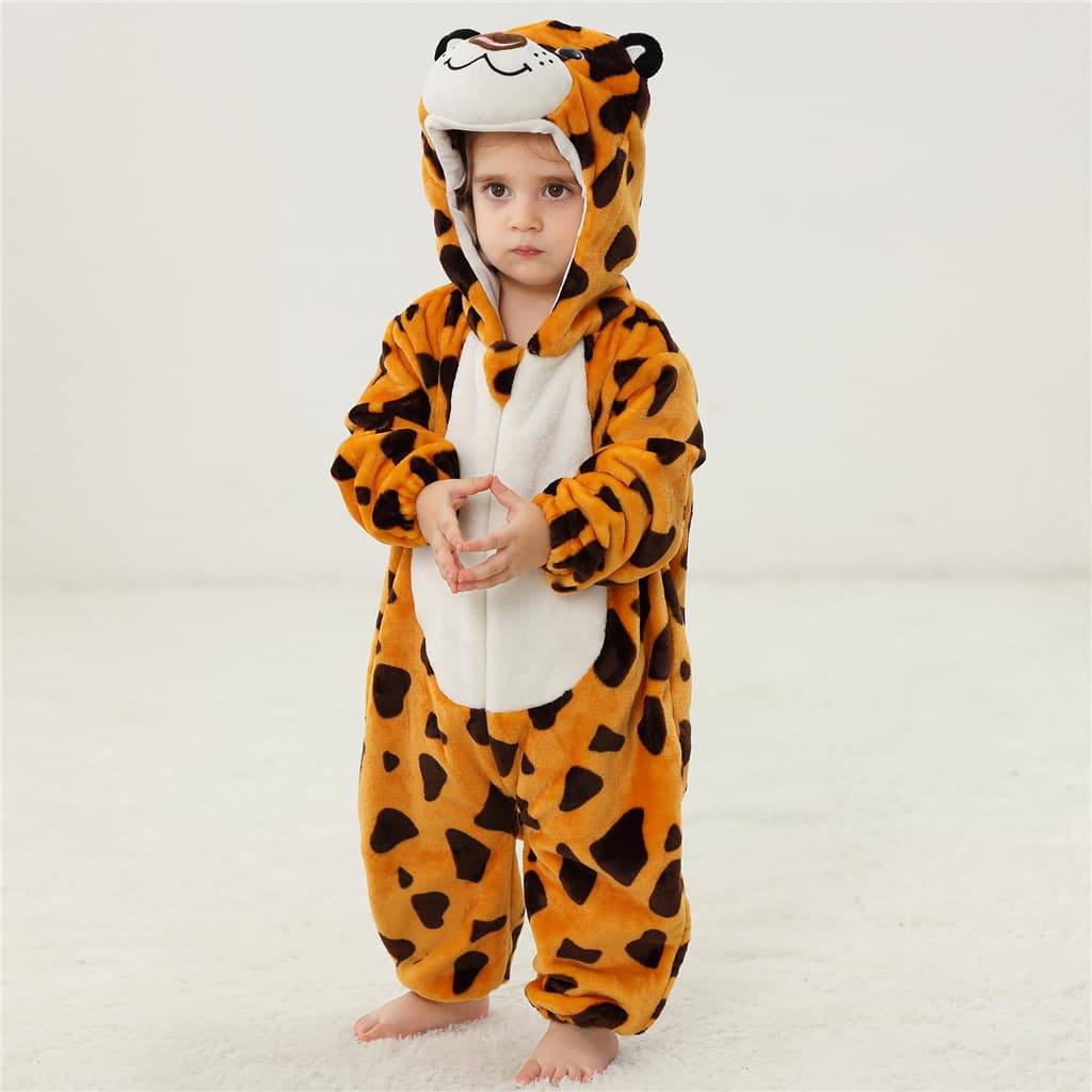 Bebê Kigurumi Leopardo Ponto Dos Desenhos Animados Macacão Infantil Crianças Animais Macacões Meninas Meninos Cosplay Tr